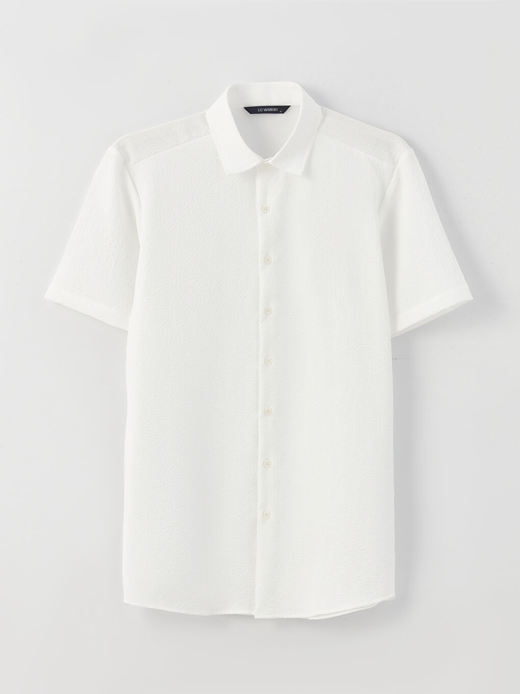 Beyaz Regular Fit Kısa Kollu Erkek Gömlek-4