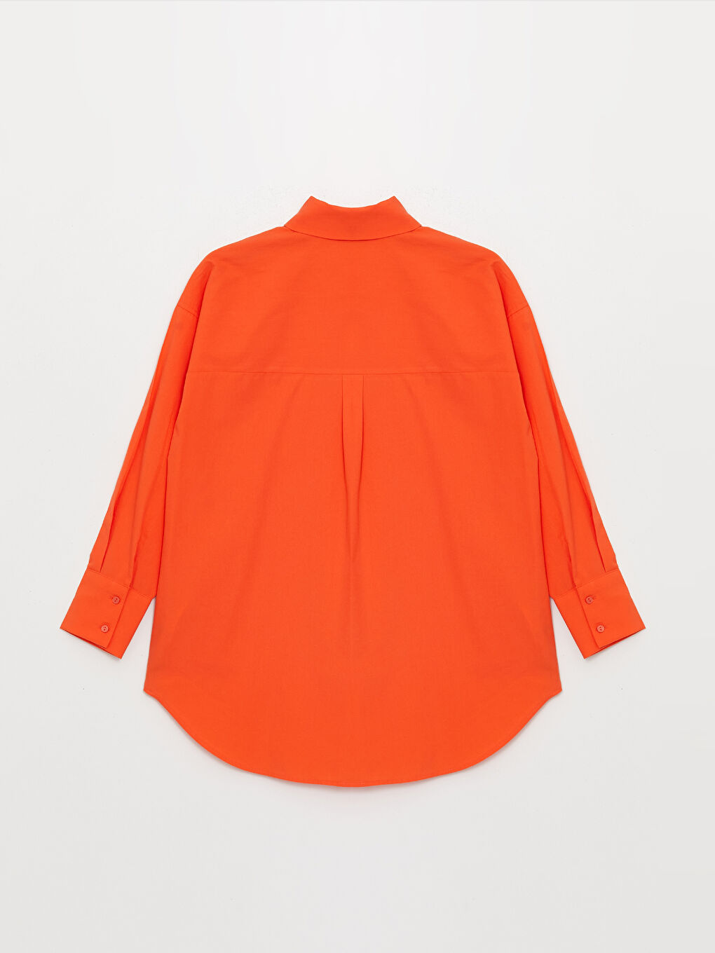 Turuncu Düz Uzun Kollu Oversize Poplin Kadın Gömlek Tunik-6
