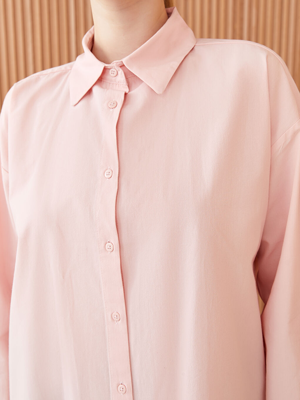 Plain Long Sleeve Oversize Poplin Women's Shirt Tunic-3