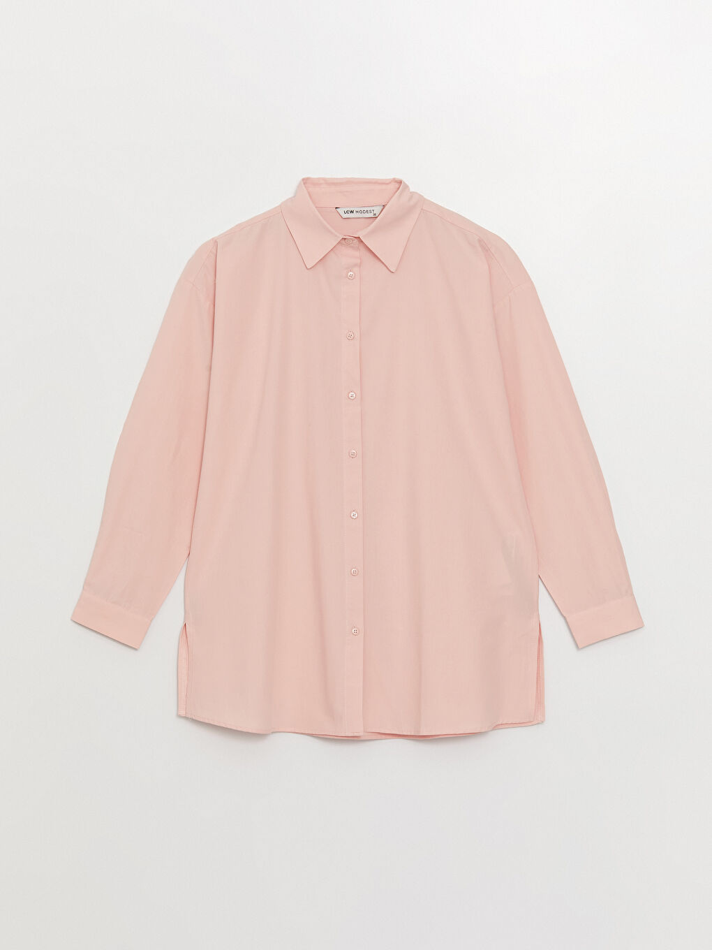 Plain Long Sleeve Oversize Poplin Women's Shirt Tunic-5