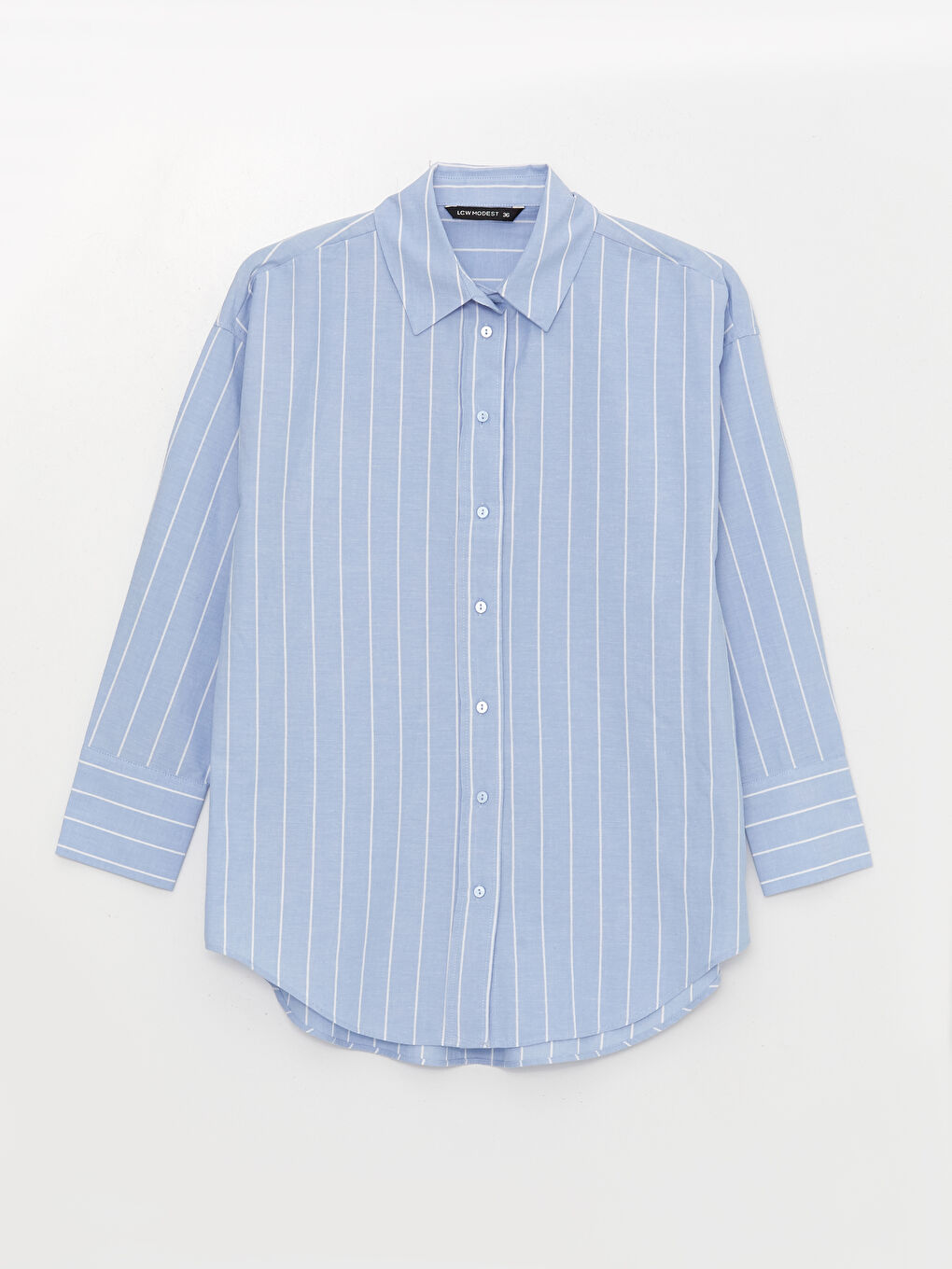 Tunique Chemise Oversize à Manches Longues en Popeline Rayée pour Femmes-5