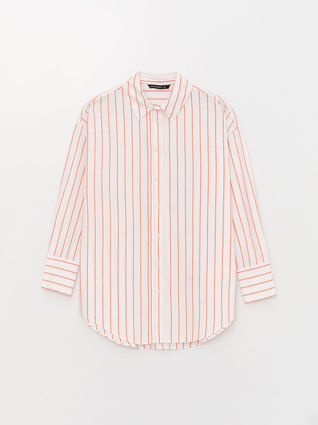 Striped Long Sleeve Oversize Poplin Women's Shirt Tunic-5