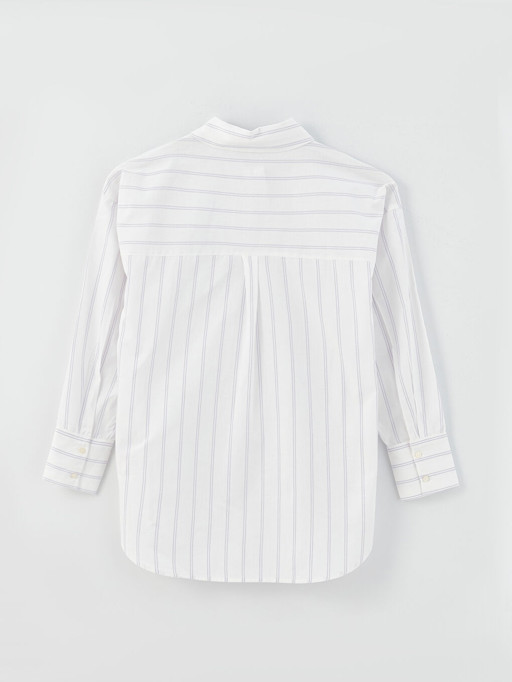 Mor Çizgili Uzun Kollu Oversize Poplin Kadın Gömlek Tunik-6
