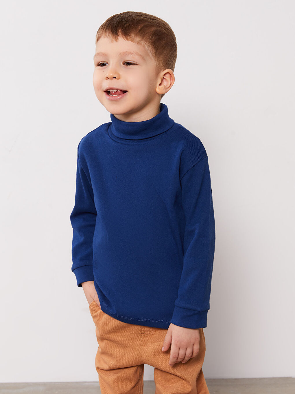 Turtleneck Long Sleeve Basic Baby Boy T-Shirt -S3HB45Z1-HEU