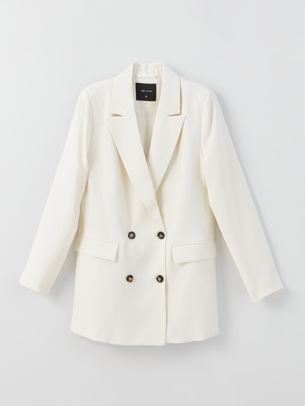 Bej Düz Uzun Kollu Kadın Blazer Ceket-5