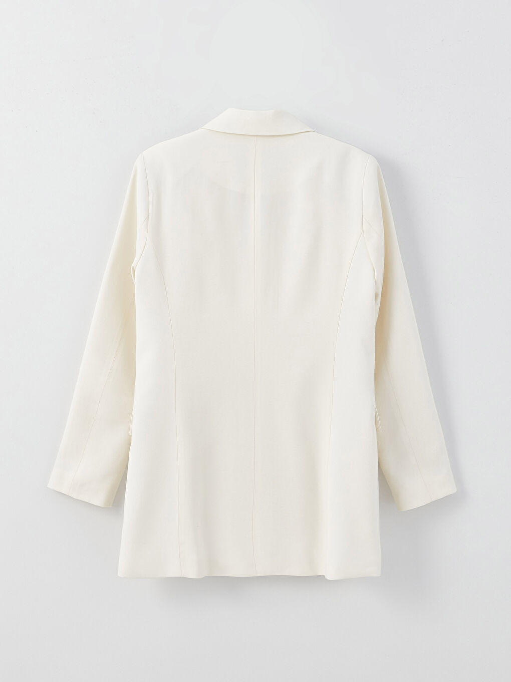 Bej Düz Uzun Kollu Kadın Blazer Ceket-6