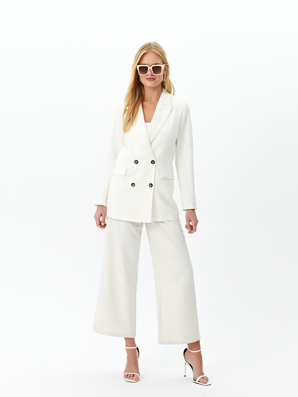 Bej Düz Uzun Kollu Kadın Blazer Ceket-2