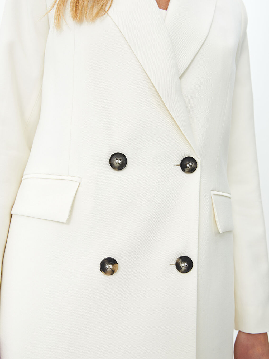 Bej Düz Uzun Kollu Kadın Blazer Ceket-3