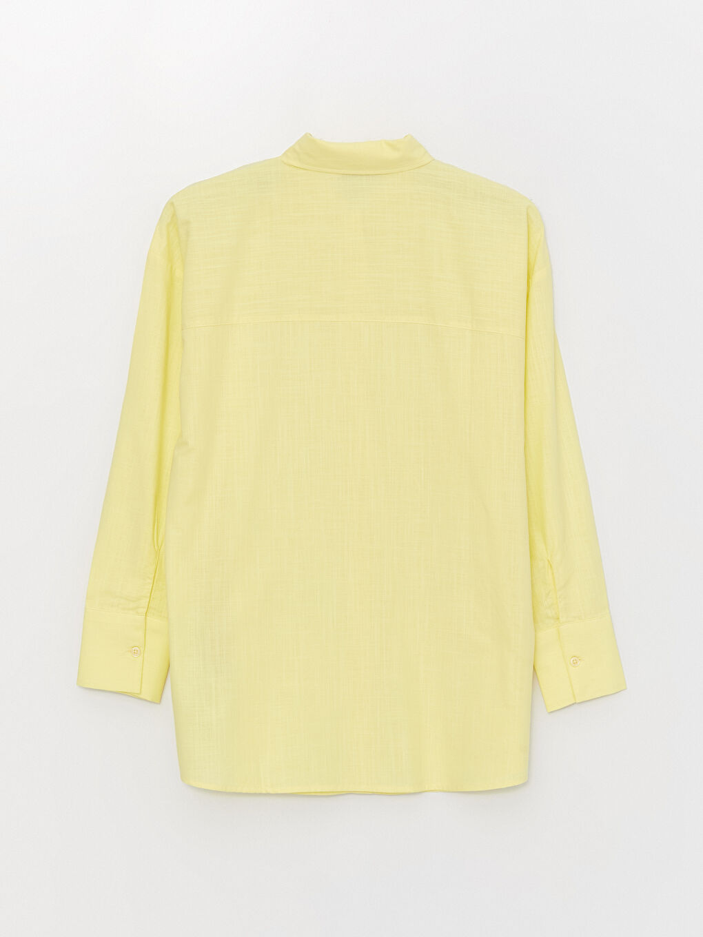 Sarı Düz Uzun Kollu Oversize Keten Görünümlü Kadın Gömlek Tunik-6