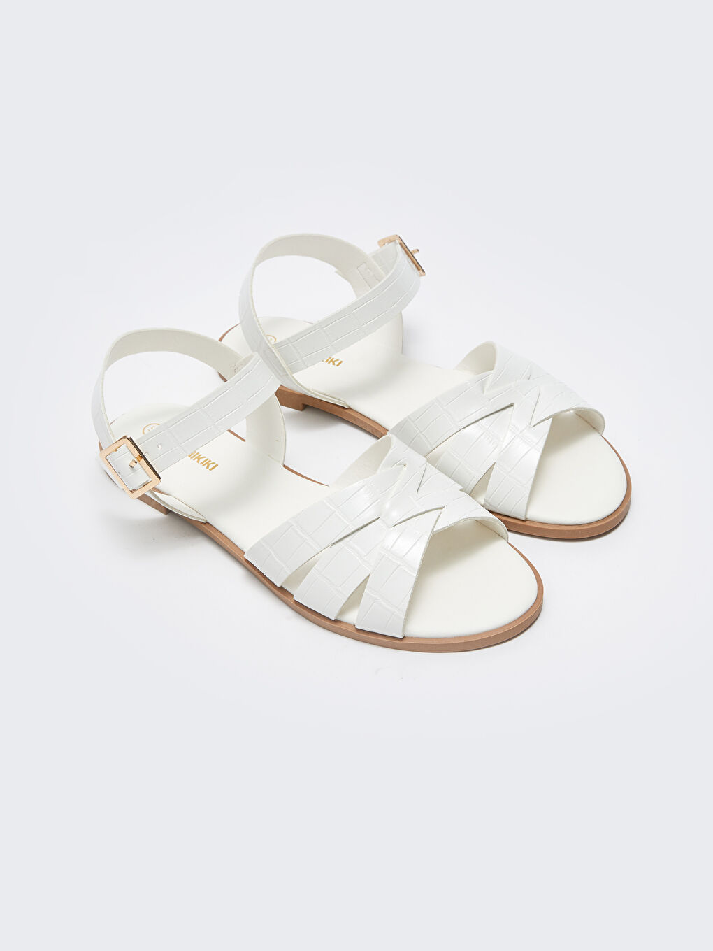 LCW STEPS Women's Leather-Look Cross-Band Sandals -S3HB59Z8-J5E
