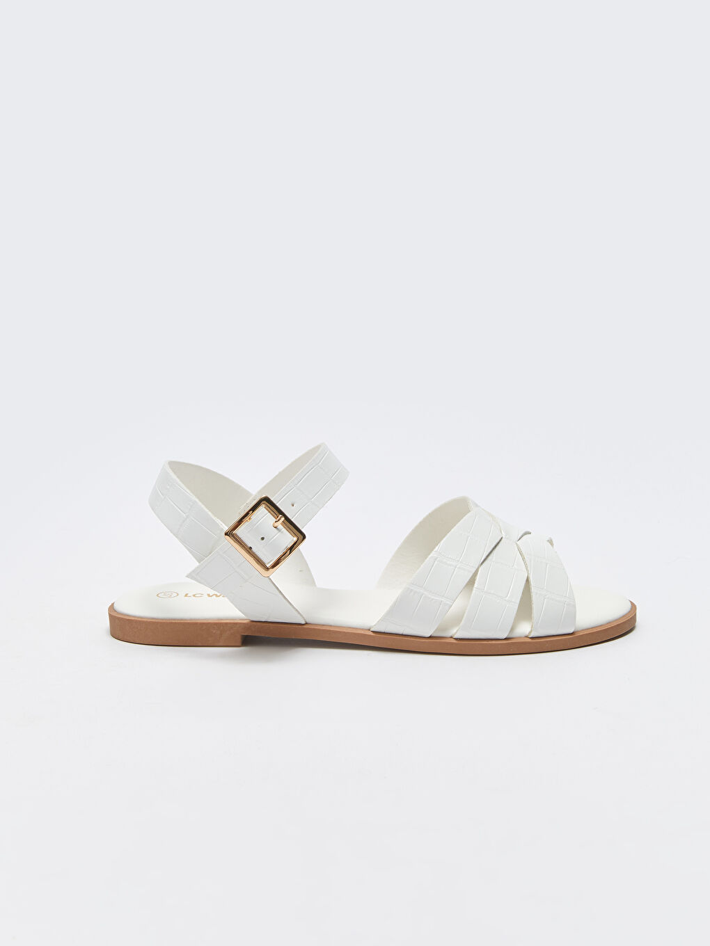 LCW STEPS Women's Leather-Look Cross-Band Sandals -S3HB59Z8-J5E