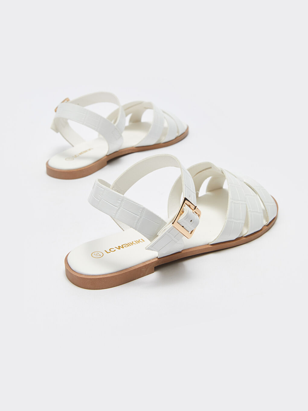 LCW STEPS Women's Leather-Look Cross-Band Sandals -S3HB59Z8-J5E