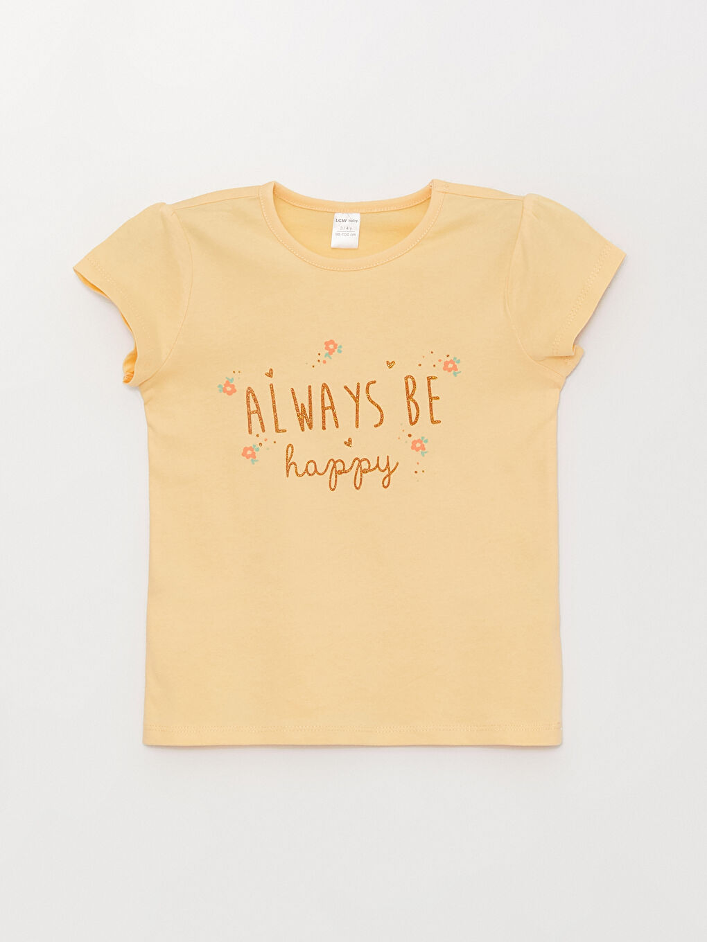 تيشيرت مطبوع بياقة دائرية وبنطلون ليجنز للبنات الرضع - طقم من قطعتين-1