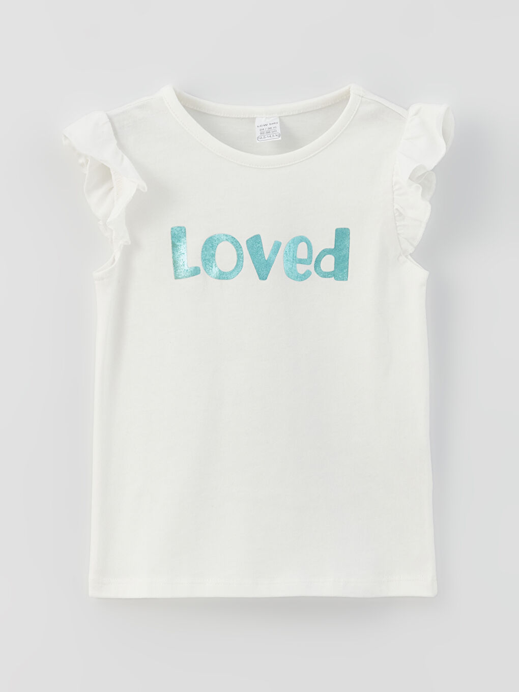 Ekru Bisiklet Yaka Baskılı Kız Bebek Tişört ve Tayt 2'li Takım-1