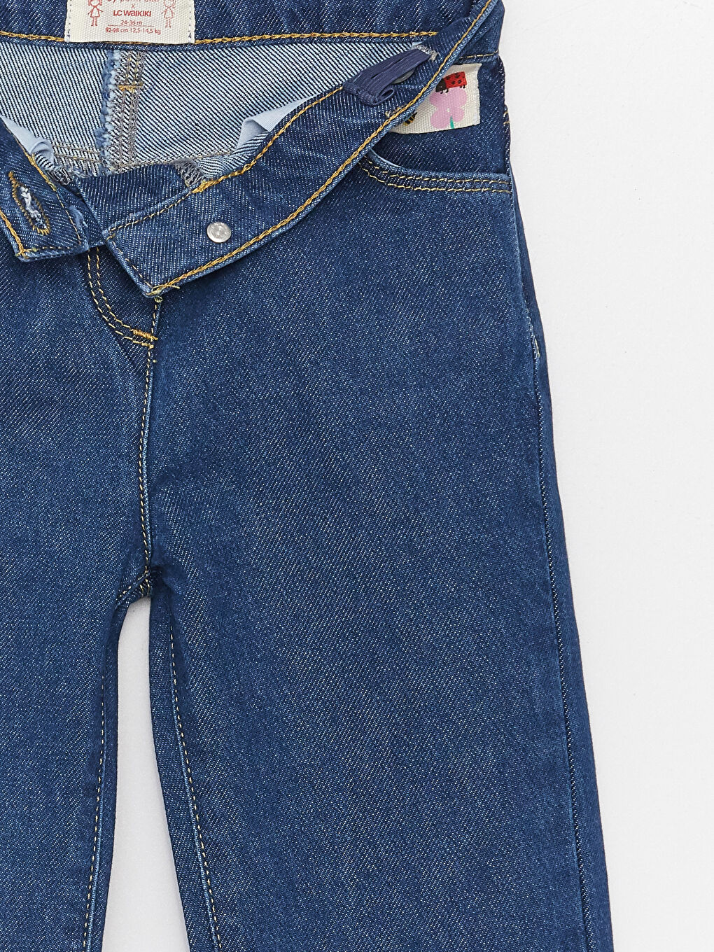 Mavi Nakışlı Kız Bebek Jean Pantolon Anne Kız Kombini-4