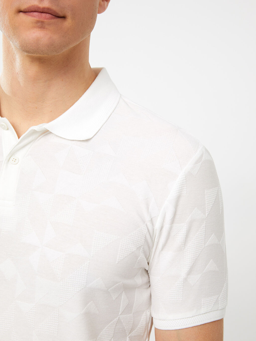 Ekru Polo Yaka Kısa Kollu Erkek Tişört-3