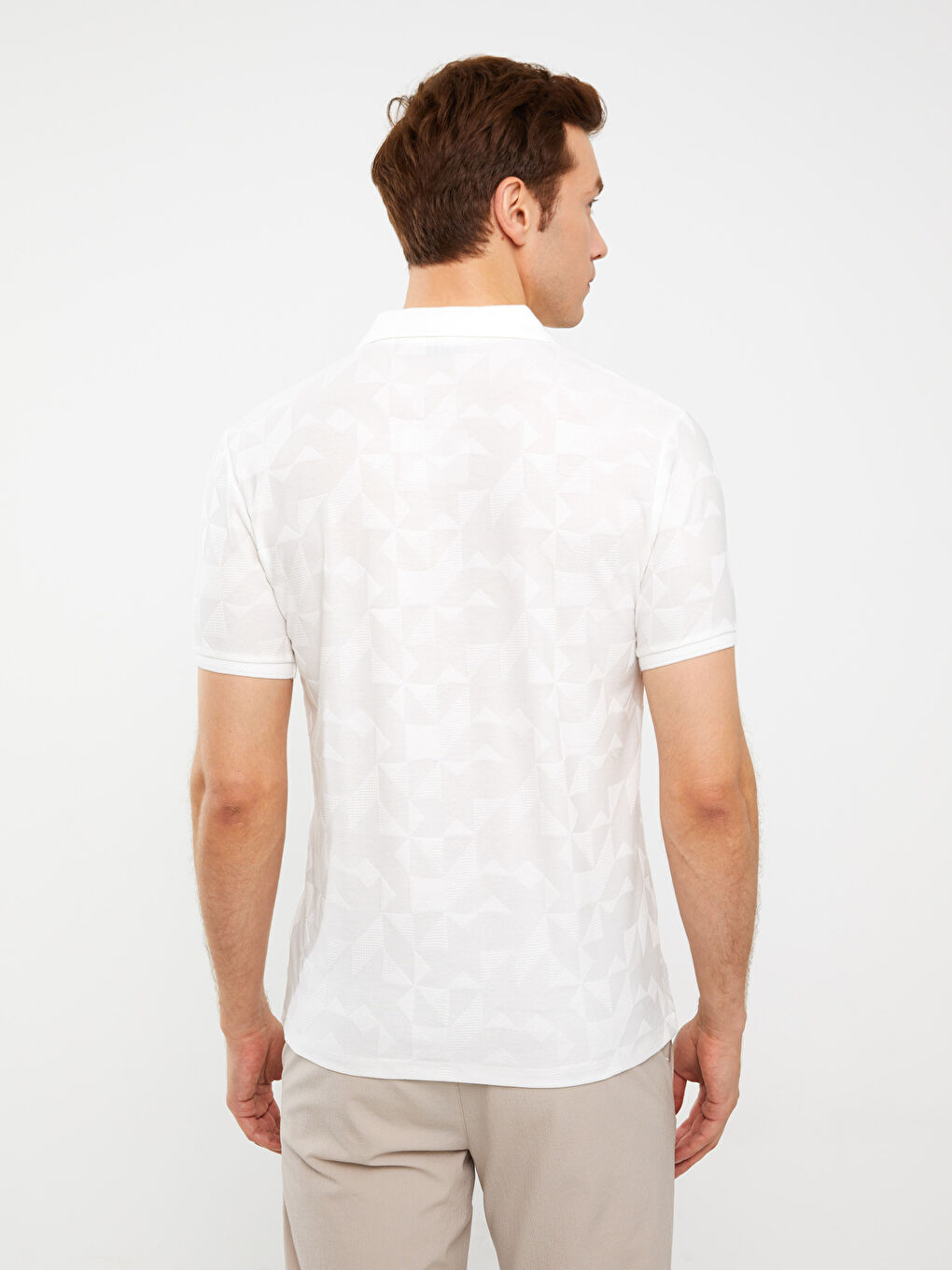 Ekru Polo Yaka Kısa Kollu Erkek Tişört-4