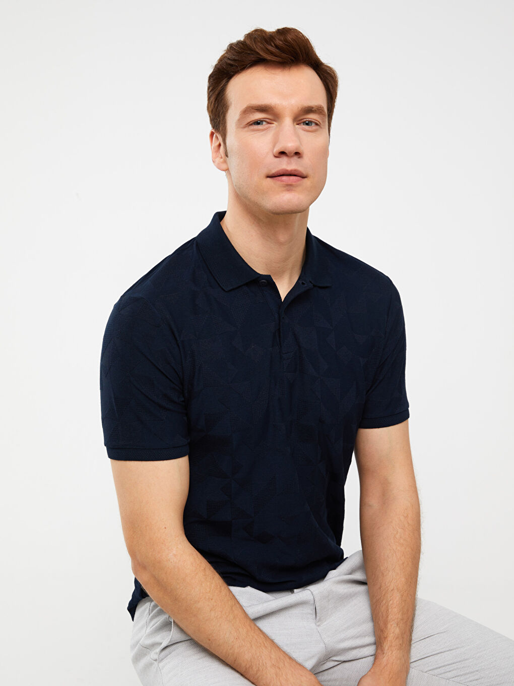 Lacivert Polo Yaka Kısa Kollu Erkek Tişört