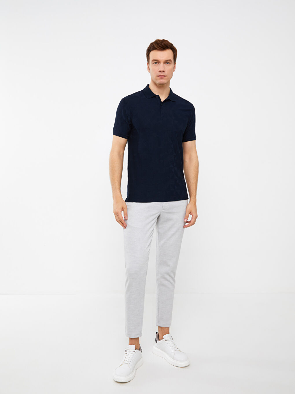 Lacivert Polo Yaka Kısa Kollu Erkek Tişört-2