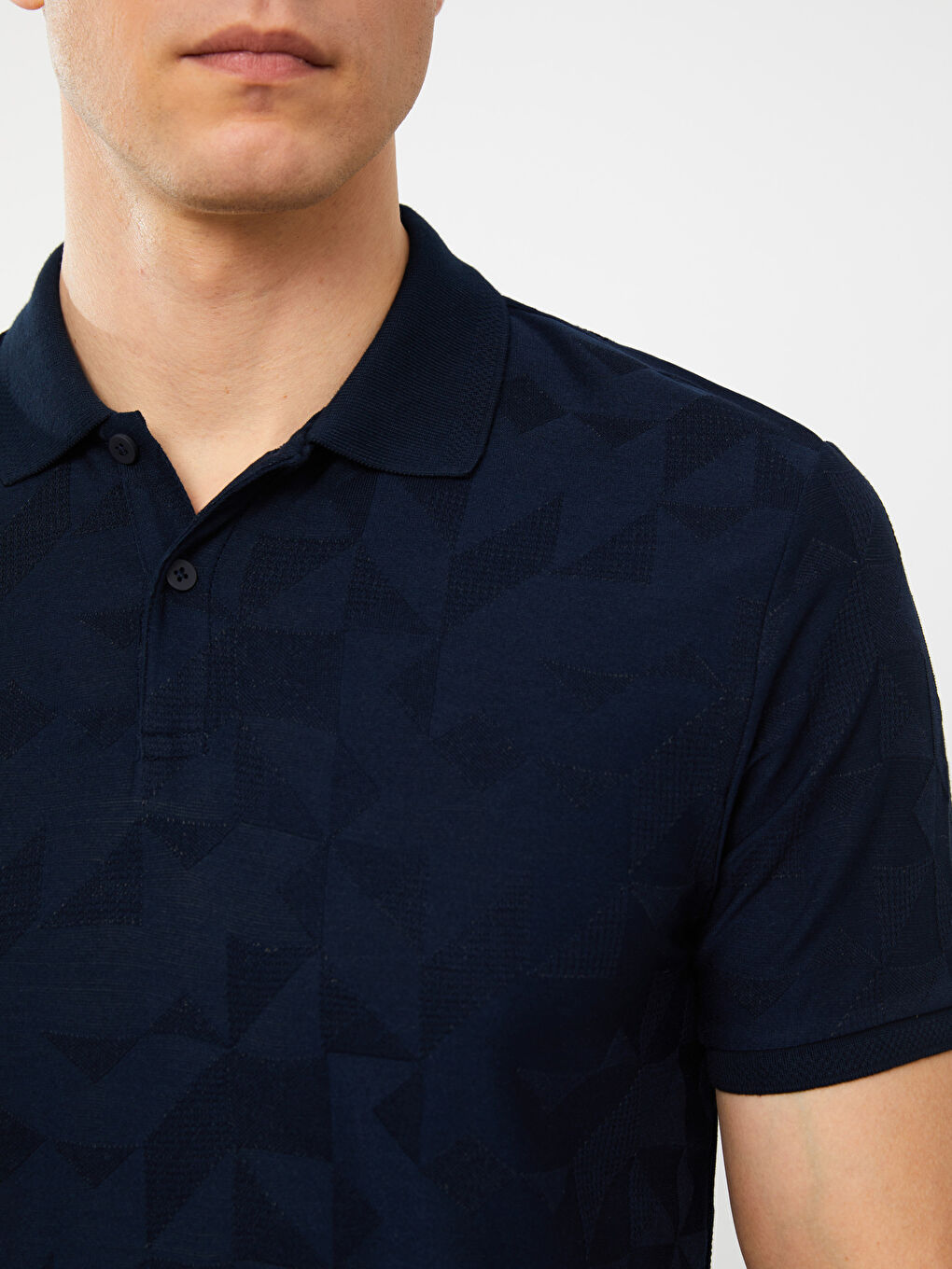 Lacivert Polo Yaka Kısa Kollu Erkek Tişört-3