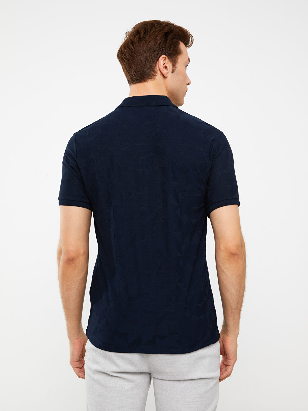 Lacivert Polo Yaka Kısa Kollu Erkek Tişört-4