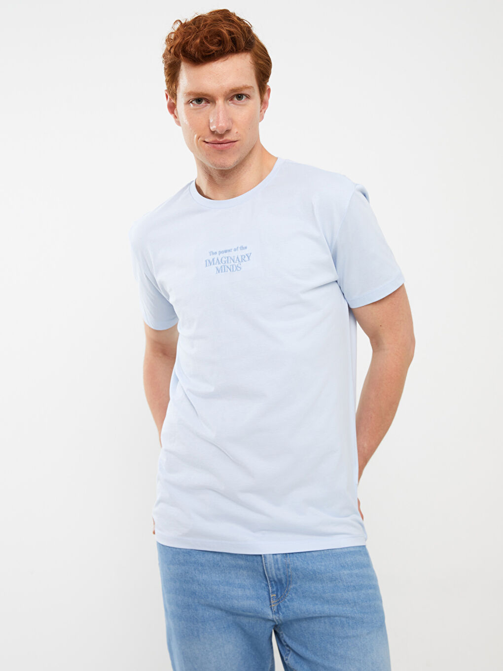 Mavi Bisiklet Yaka Kısa Kollu Baskılı Penye Erkek Tişört-1