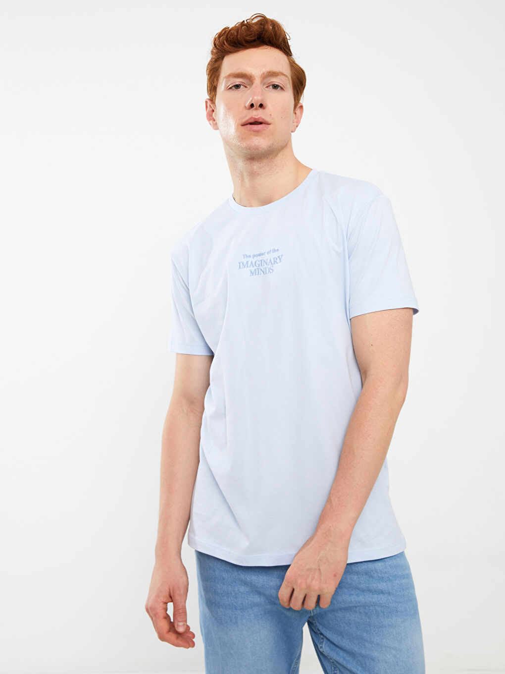 Mavi Bisiklet Yaka Kısa Kollu Baskılı Penye Erkek Tişört-2