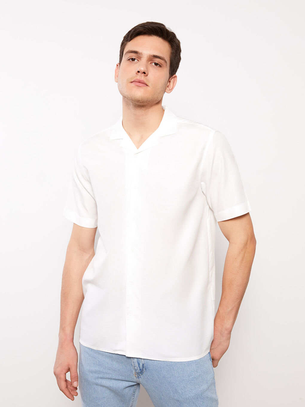 Regular Fit Short Sleeve Poplin Men's Shirt-1