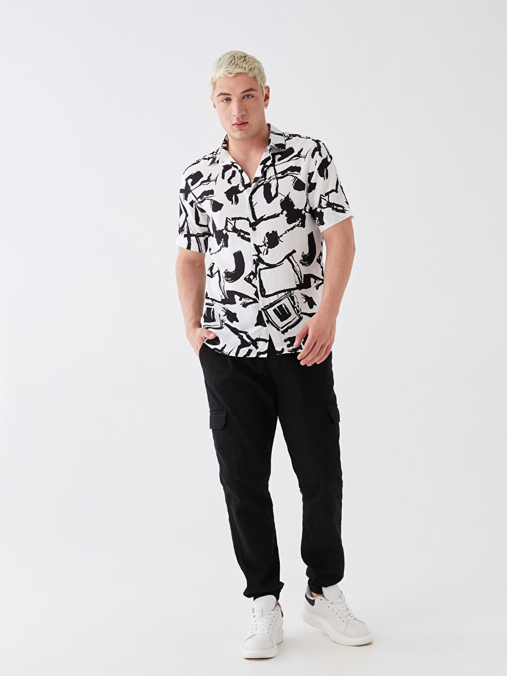 Regular Fit Short Sleeve Patterned Viscose Men's Shirt