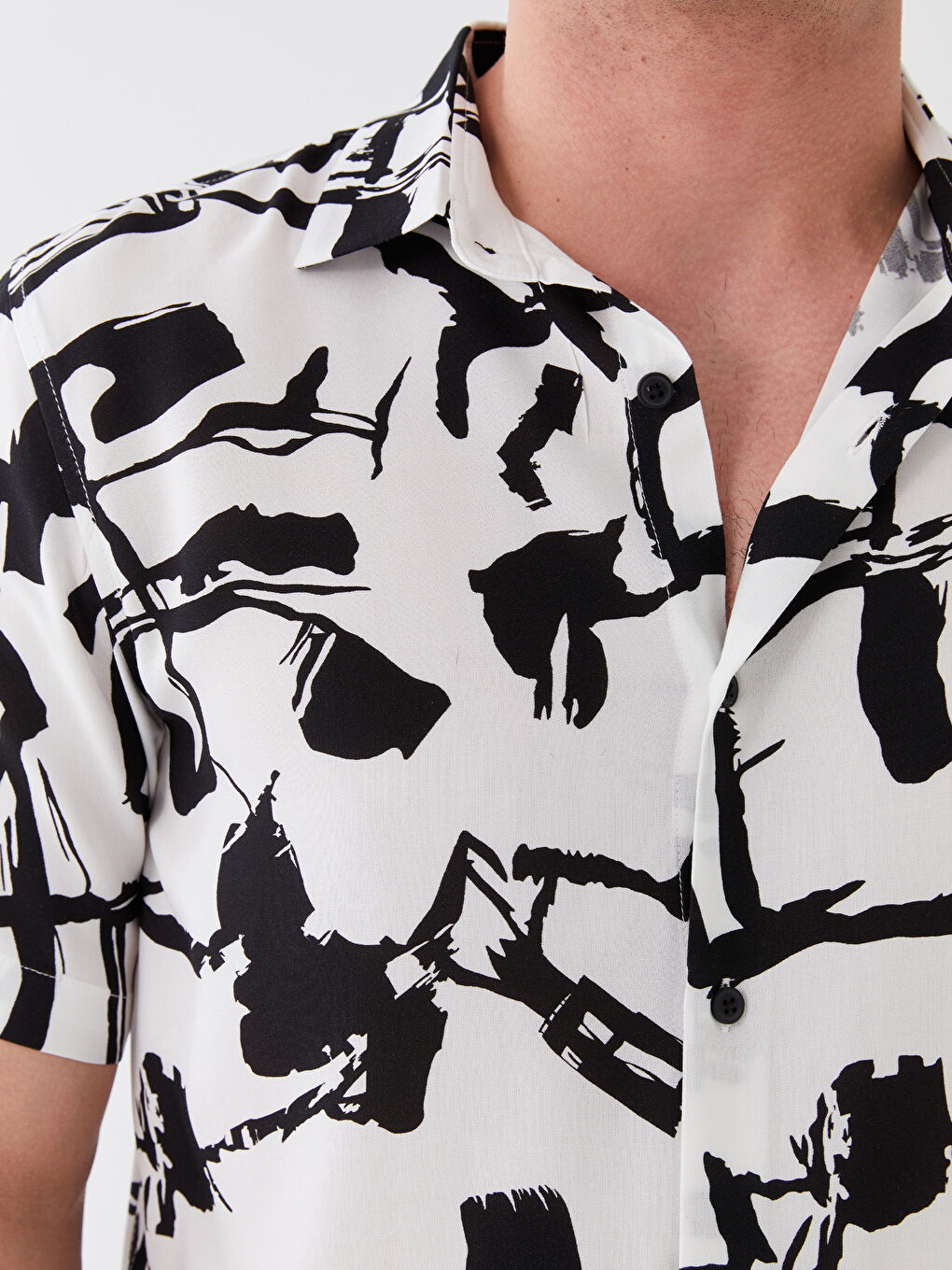 Regular Fit Short Sleeve Patterned Viscose Men's Shirt