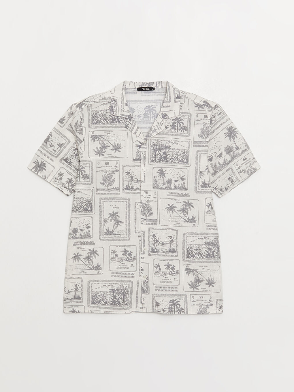 Regular Fit Short Sleeve Patterned Poplin Men's Shirt-5