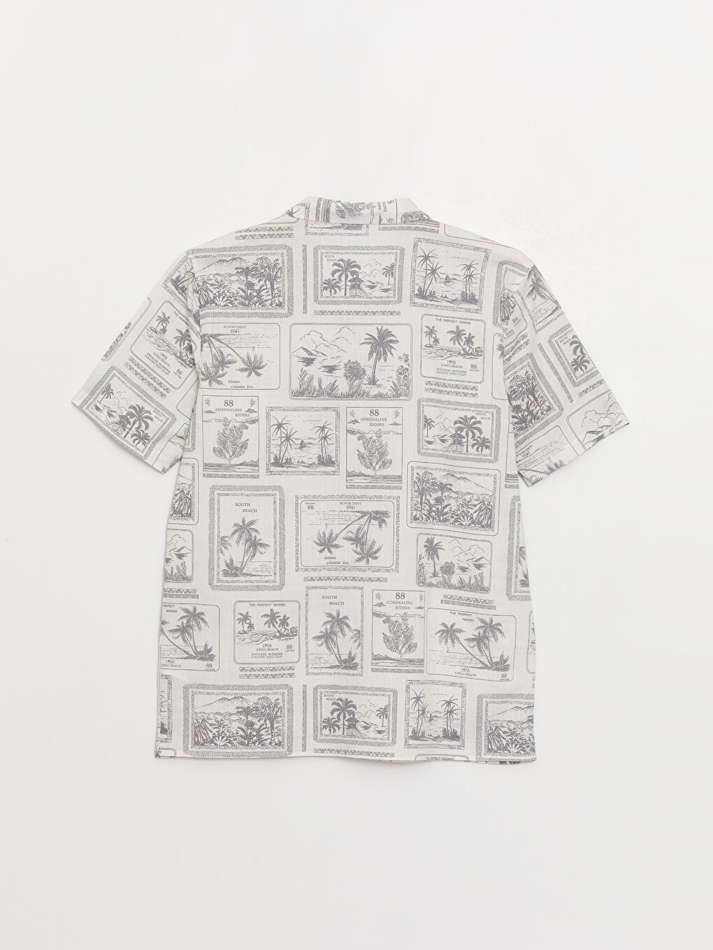 Regular Fit Short Sleeve Patterned Poplin Men's Shirt-6