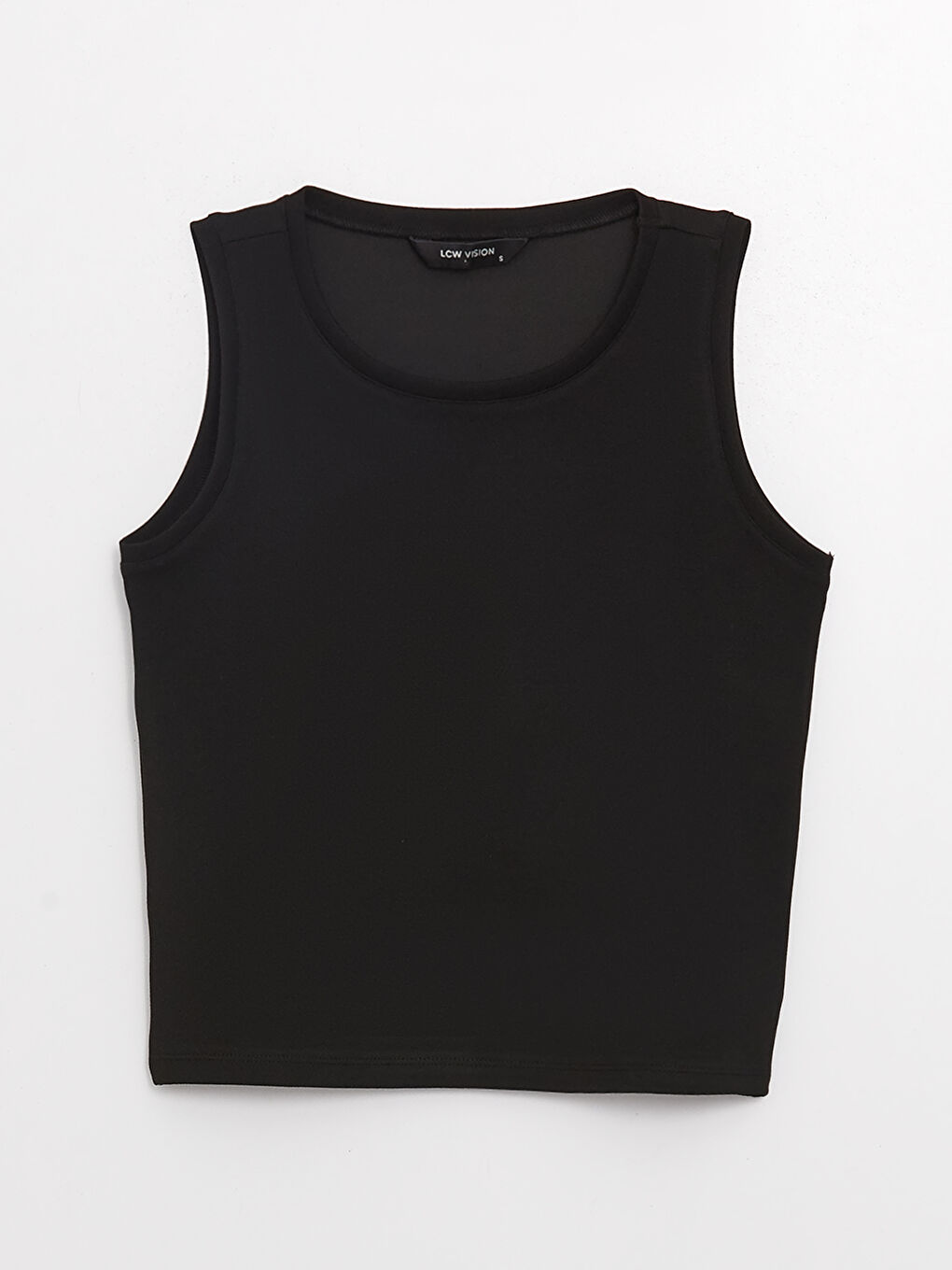 Siyah Kadın Bisiklet Yaka Düz Atlet-5