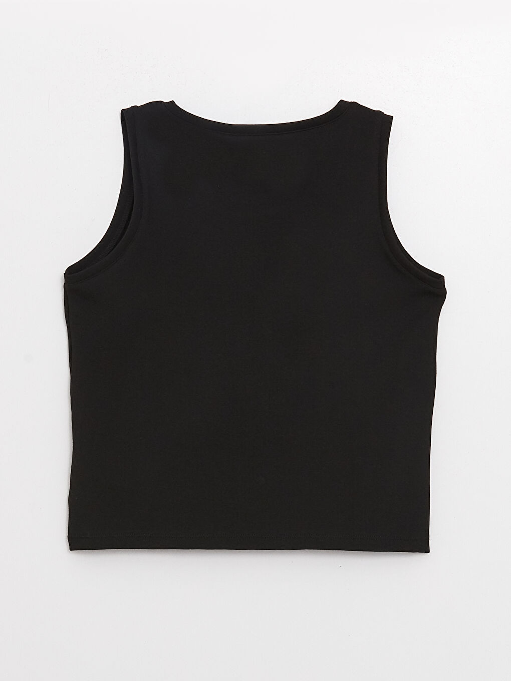 Siyah Kadın Bisiklet Yaka Düz Atlet-6