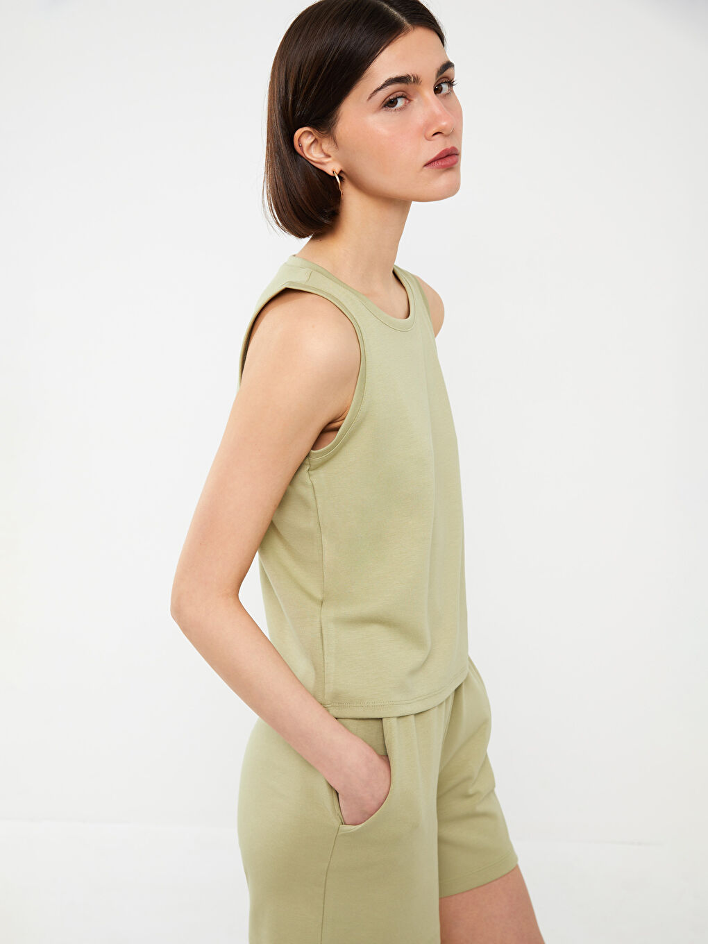 Women's Crew Neck Plain Tank Top -S3HB96Z8-V5B