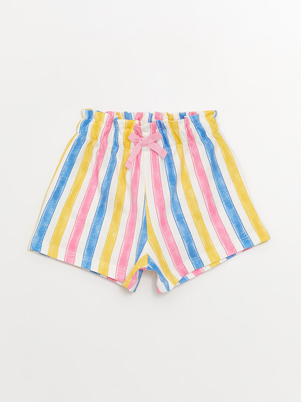 Pembe Bisiklet Yaka Kız Bebek Tişört ve Şort 2'li Takım-2