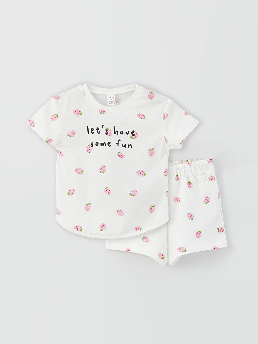 მრგვალი საყელო ნაბეჭდი გოგონას მაისური და შორტი 2-ცალიანი კომპლექტი