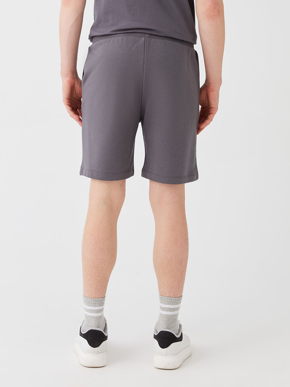 Antrasit Standart Kalıp Beli Bağlama Detaylı Erkek Şort-3