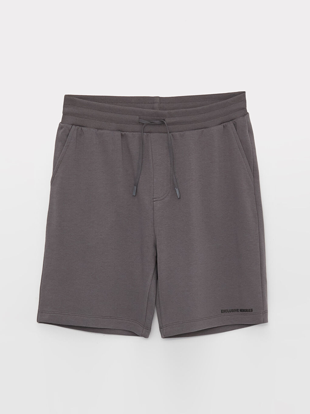 Antrasit Standart Kalıp Beli Bağlama Detaylı Erkek Şort-5