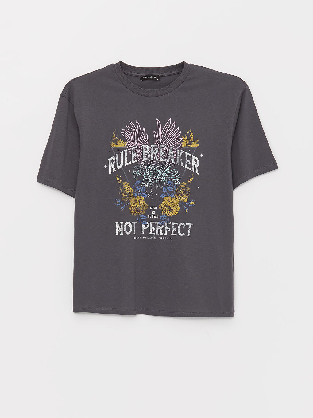 Crew Neck Printed Short Sleeve Oversize Women's T-Shirt-5