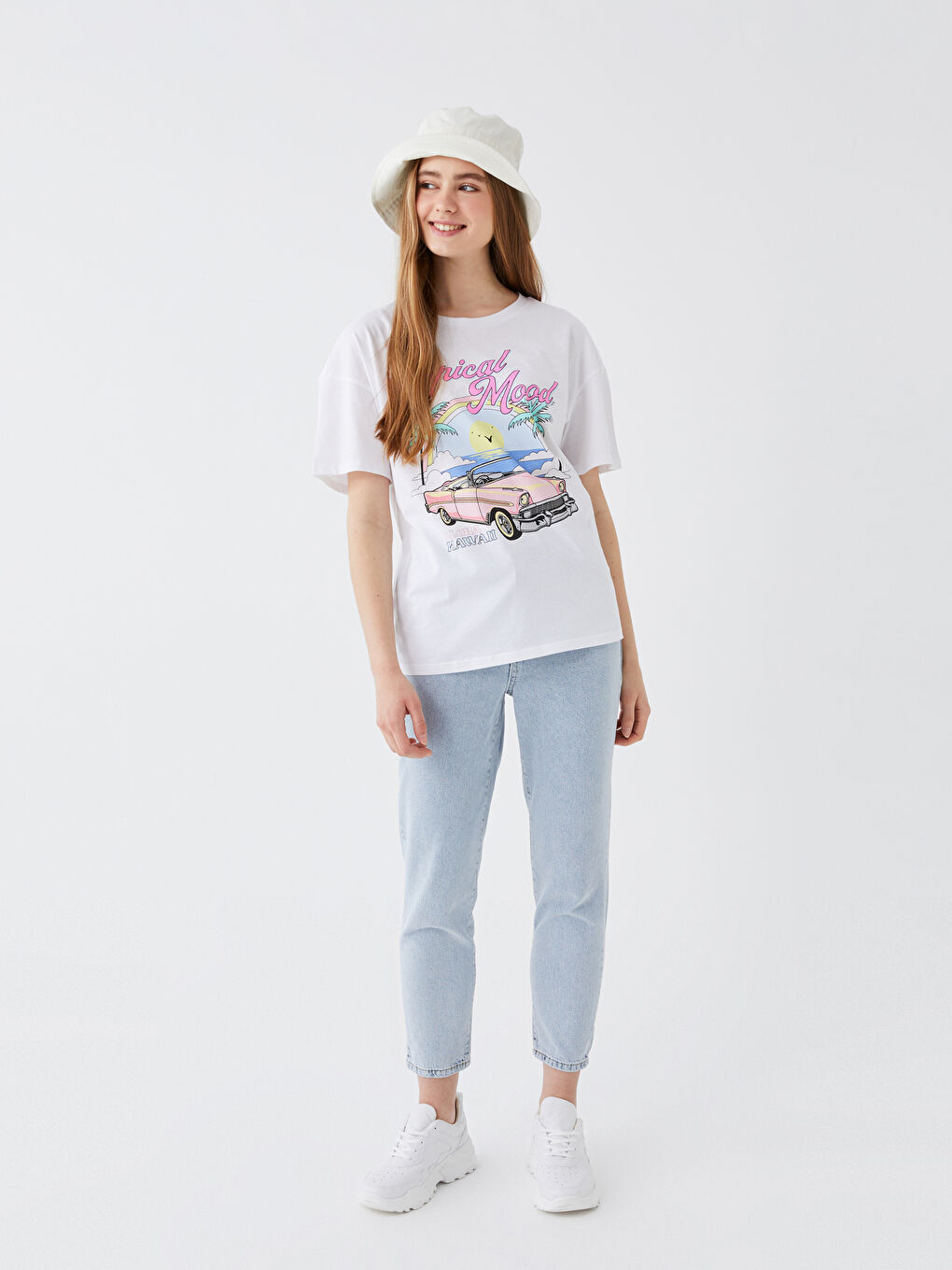 T-shirt à manches courtes imprimé à col rond pour femmes-2