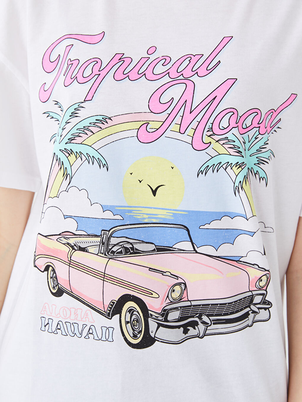 T-shirt à manches courtes imprimé à col rond pour femmes-3