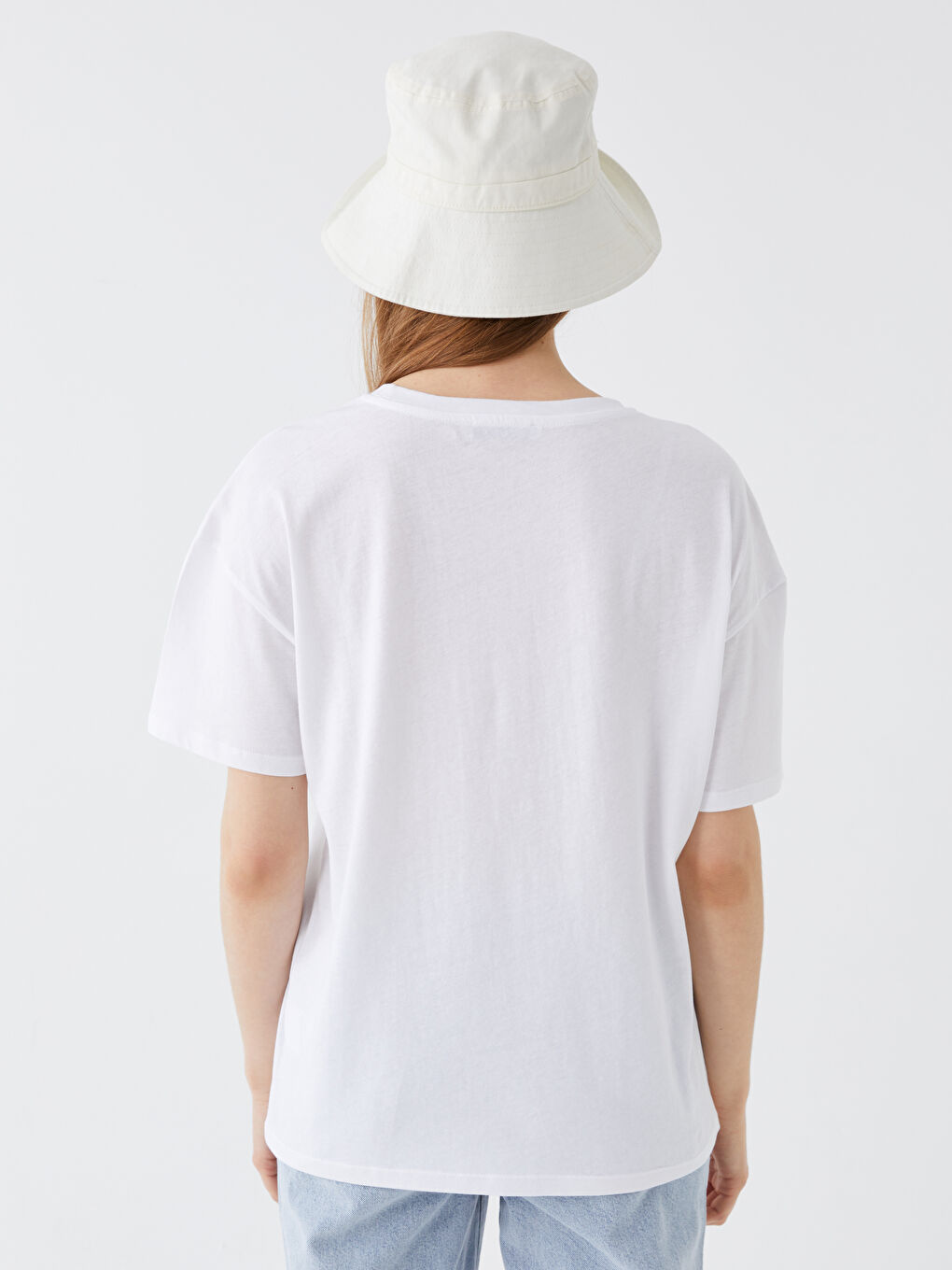 T-shirt à manches courtes imprimé à col rond pour femmes-4