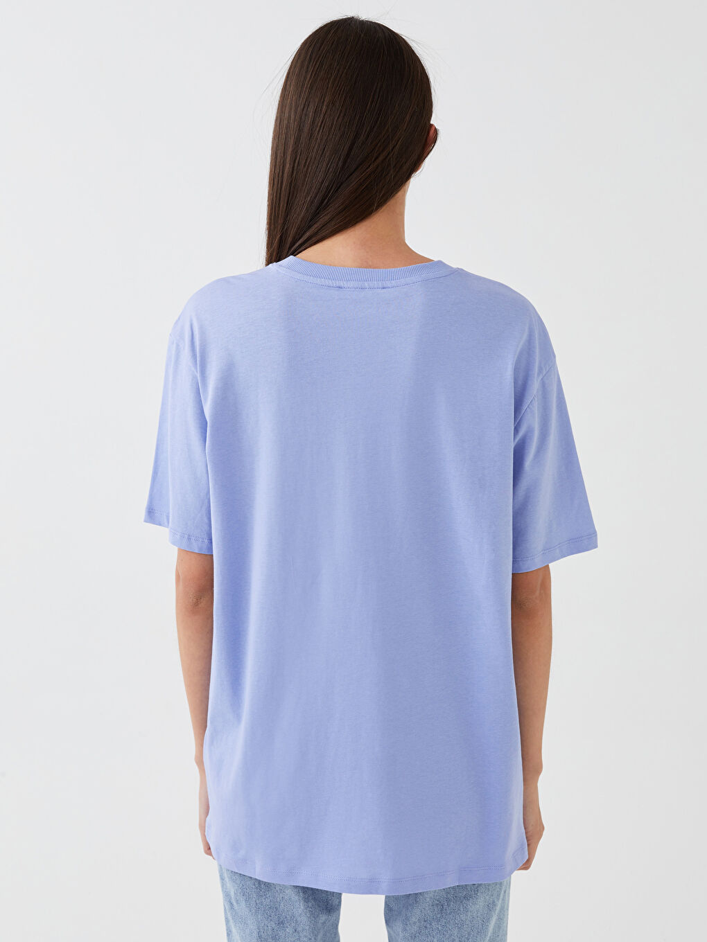Crew Neck Printed Short Sleeve Oversize Women's T-Shirt-4