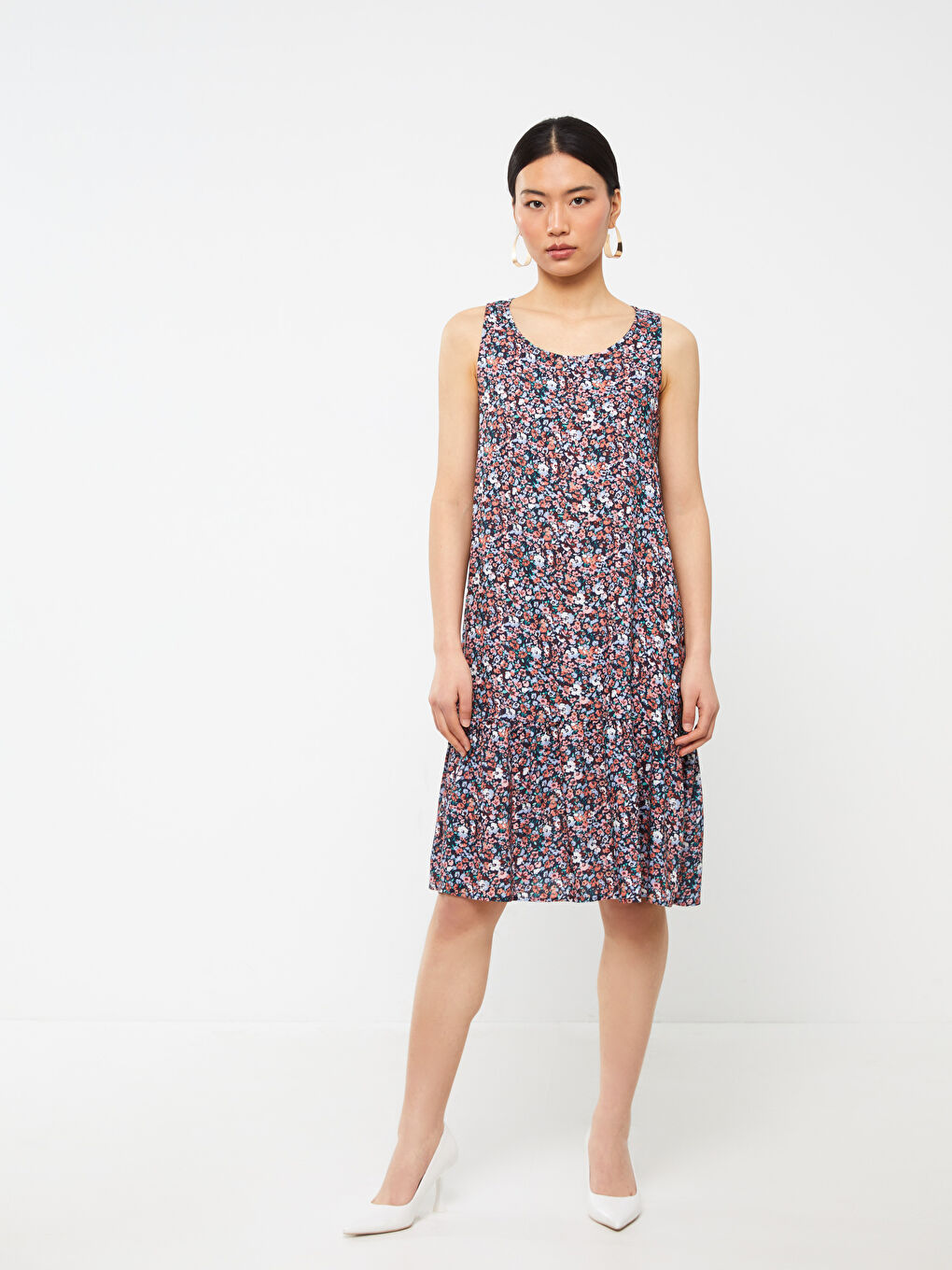 Rochie Florală Croială A Guler Rotund pentru Femei