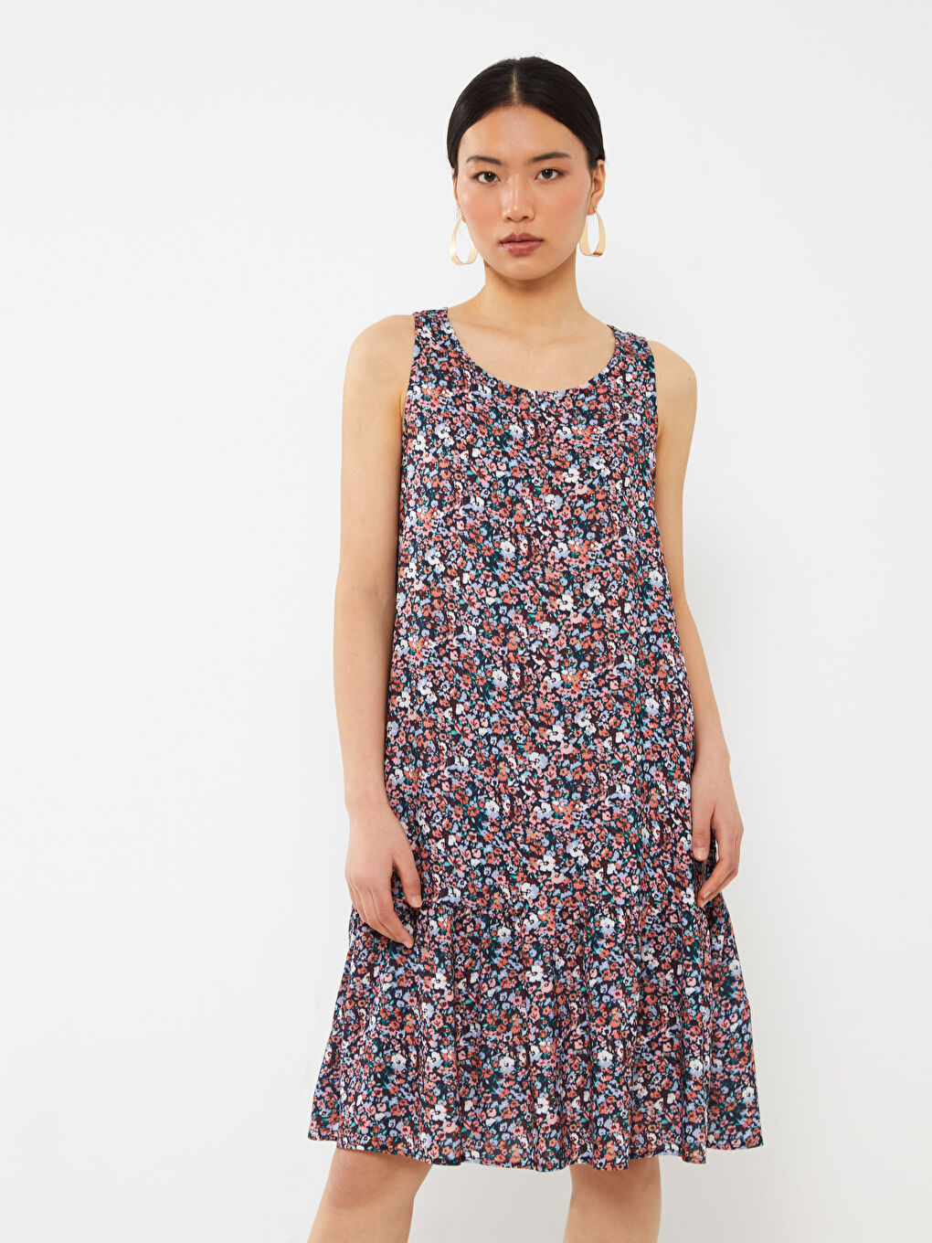 Rochie Florală Croială A Guler Rotund pentru Femei-2