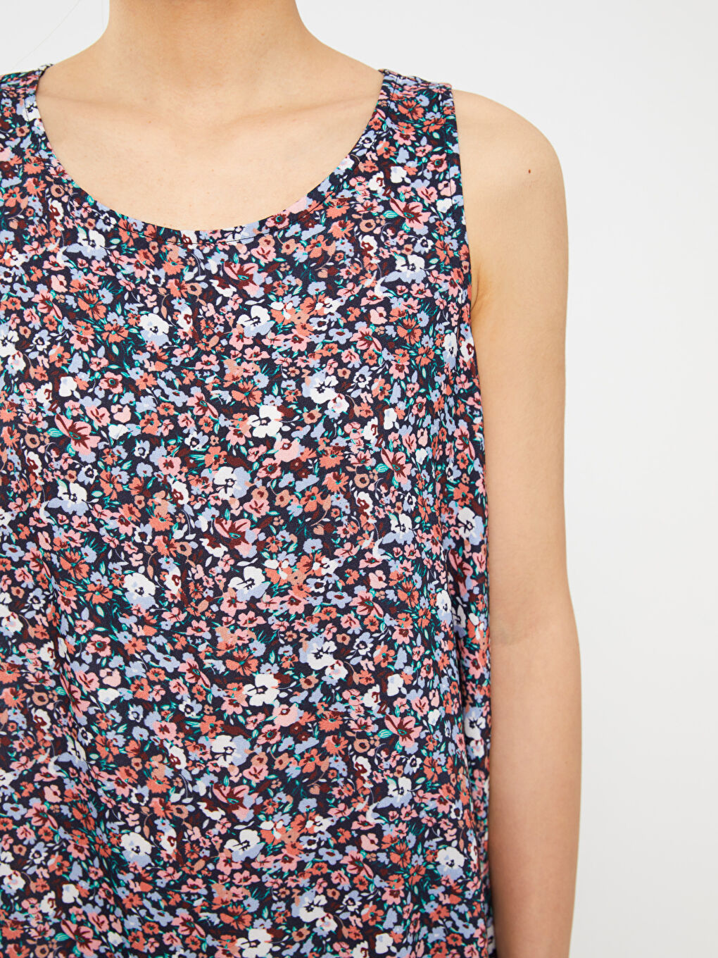 Rochie Florală Croială A Guler Rotund pentru Femei-3