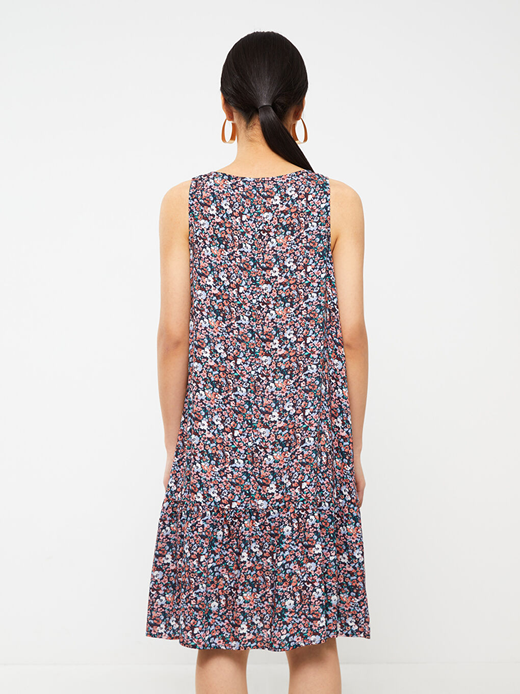 Rochie Florală Croială A Guler Rotund pentru Femei-4