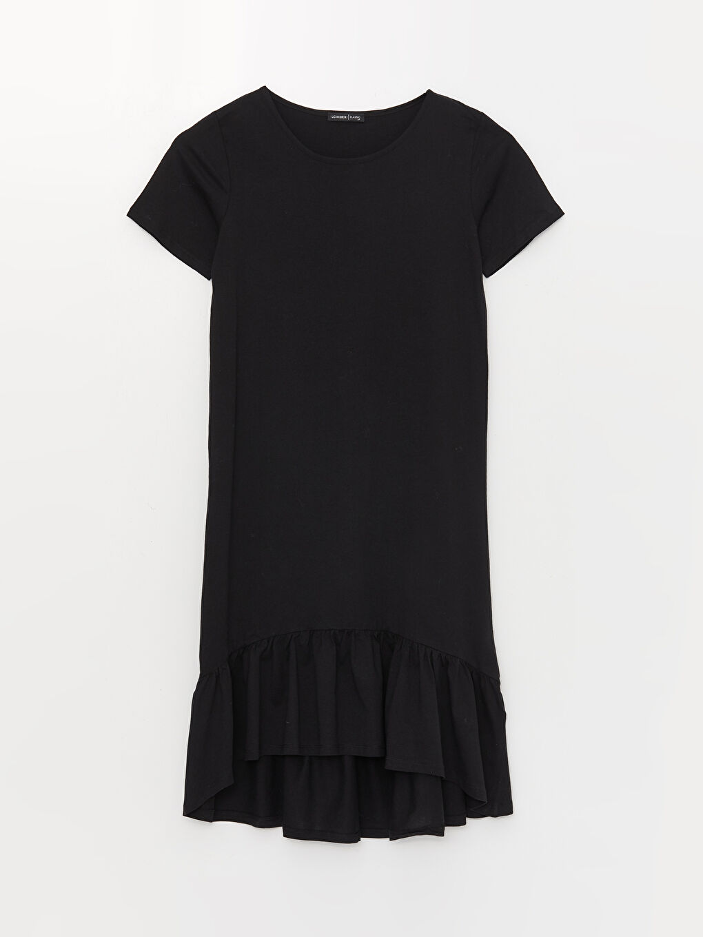 მრგვალი საყელო უბრალო მოკლე სახელო ქალებისთვის კაბა-4