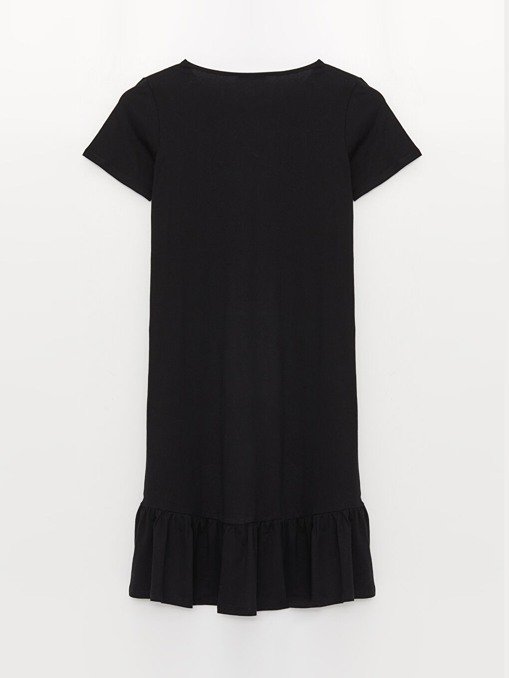 მრგვალი საყელო უბრალო მოკლე სახელო ქალებისთვის კაბა-5